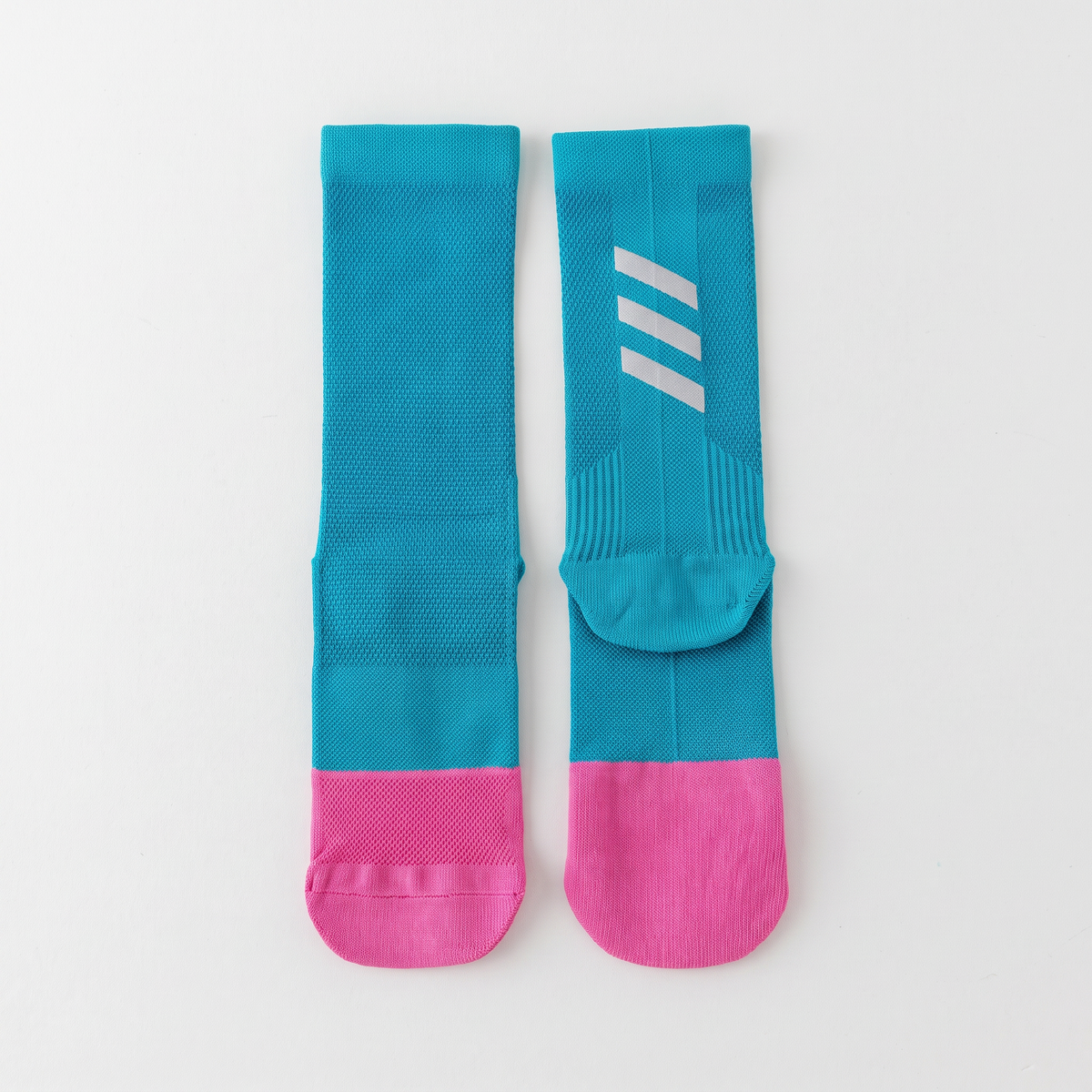 Unisex Cycling Socks Mid Crew with Reflective Bars and Mesh Ventilation