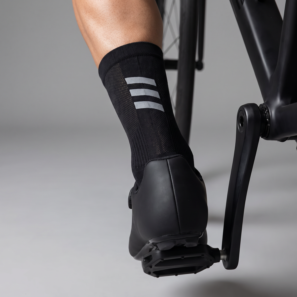 Unisex Cycling Socks Mid Crew with Reflective Bars and Mesh Ventilation