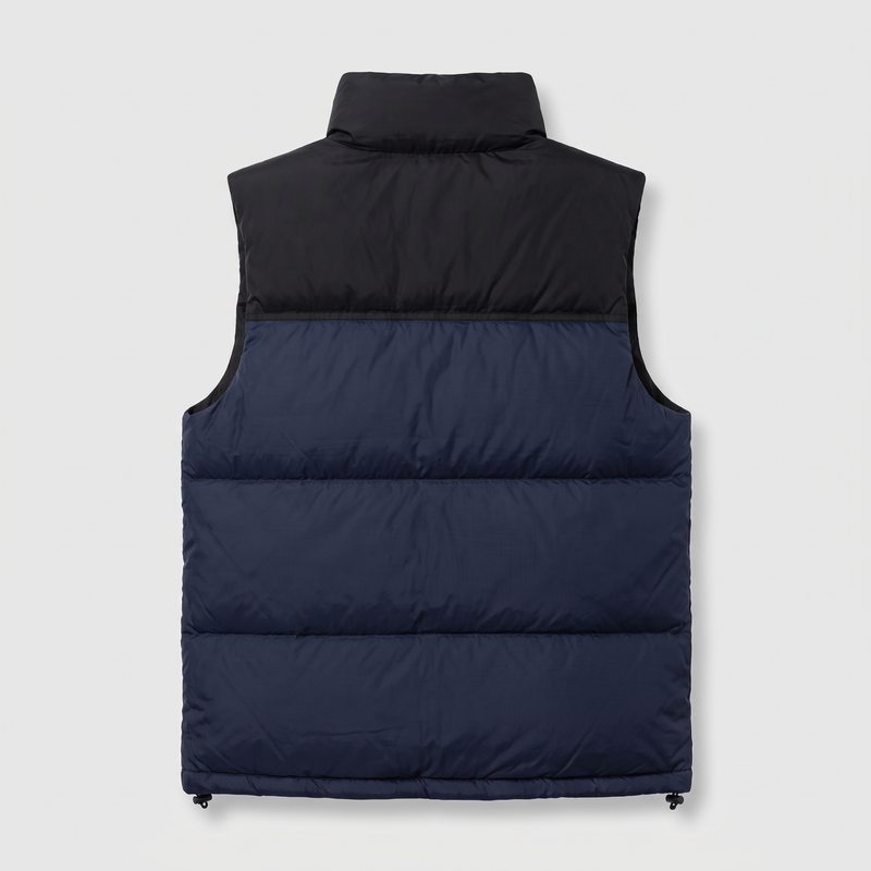 Men's Color Block Down Puffer Vest with Stand Collar