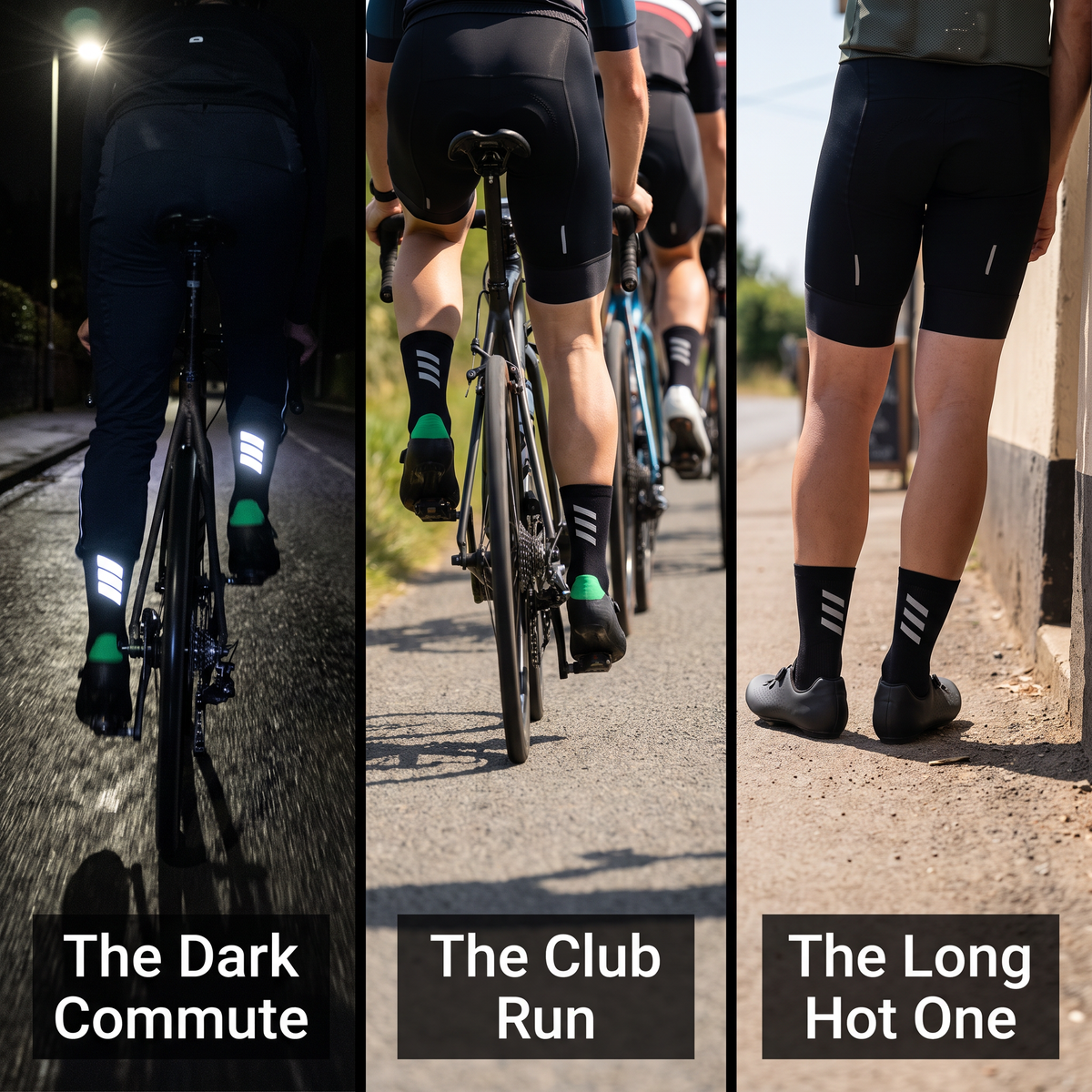 Unisex Cycling Socks Mid Crew with Reflective Bars and Mesh Ventilation