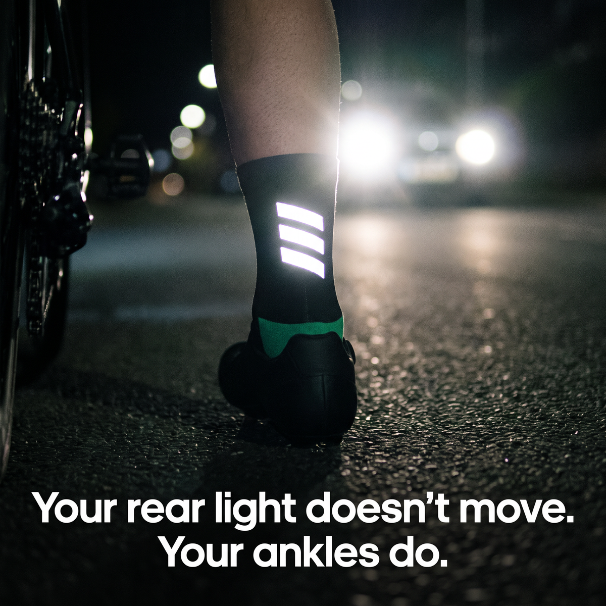 Unisex Cycling Socks Mid Crew with Reflective Bars and Mesh Ventilation
