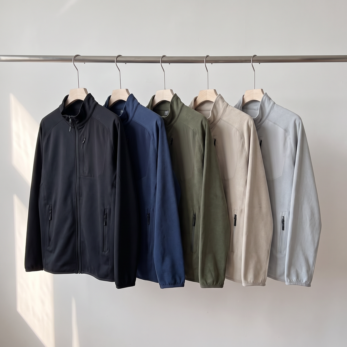 Men's Lightweight Zip Up Fleece Jacket with Chest Pocket