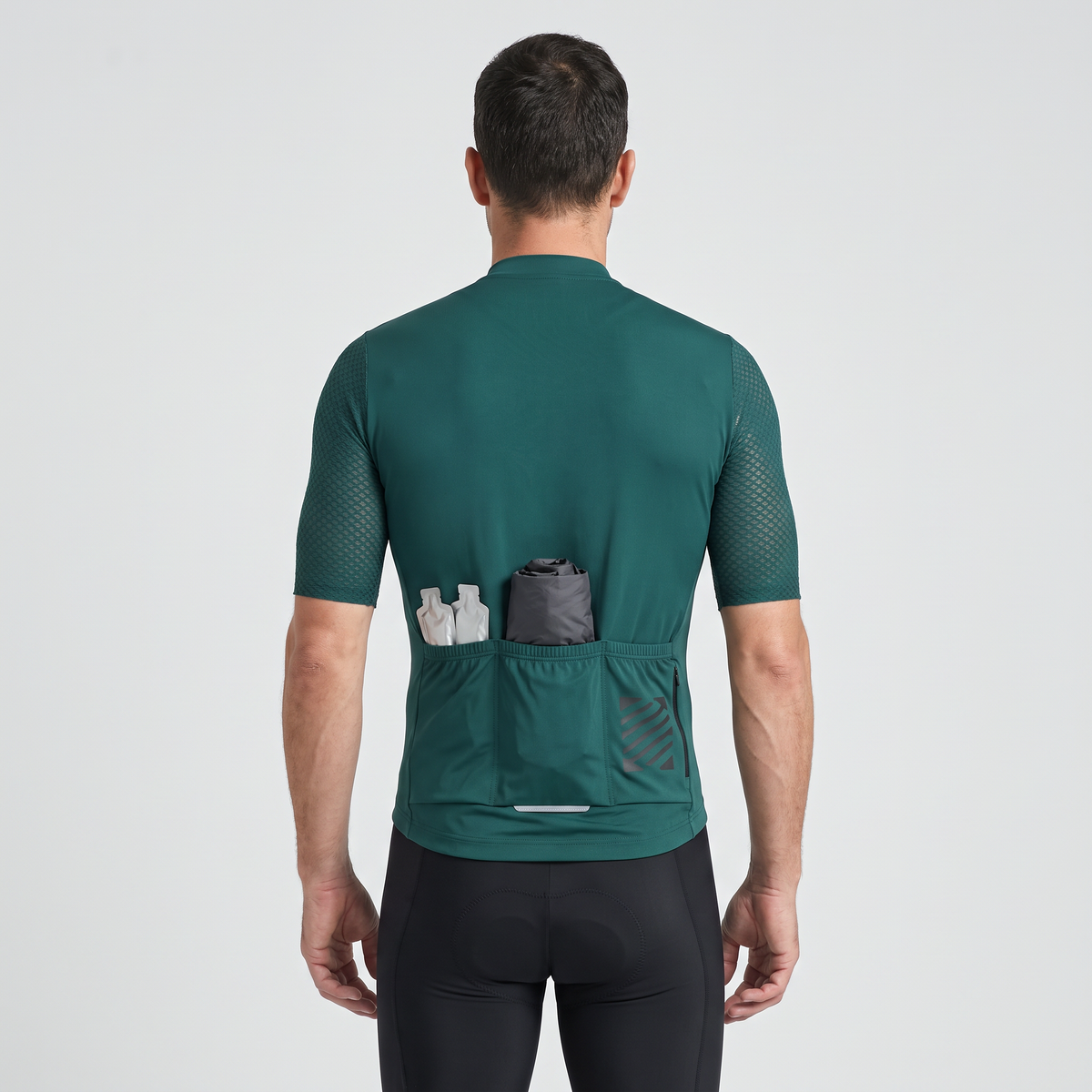 Men's Short Sleeve Cycling Jersey With Zip Rear Pocket And Mesh Panels
