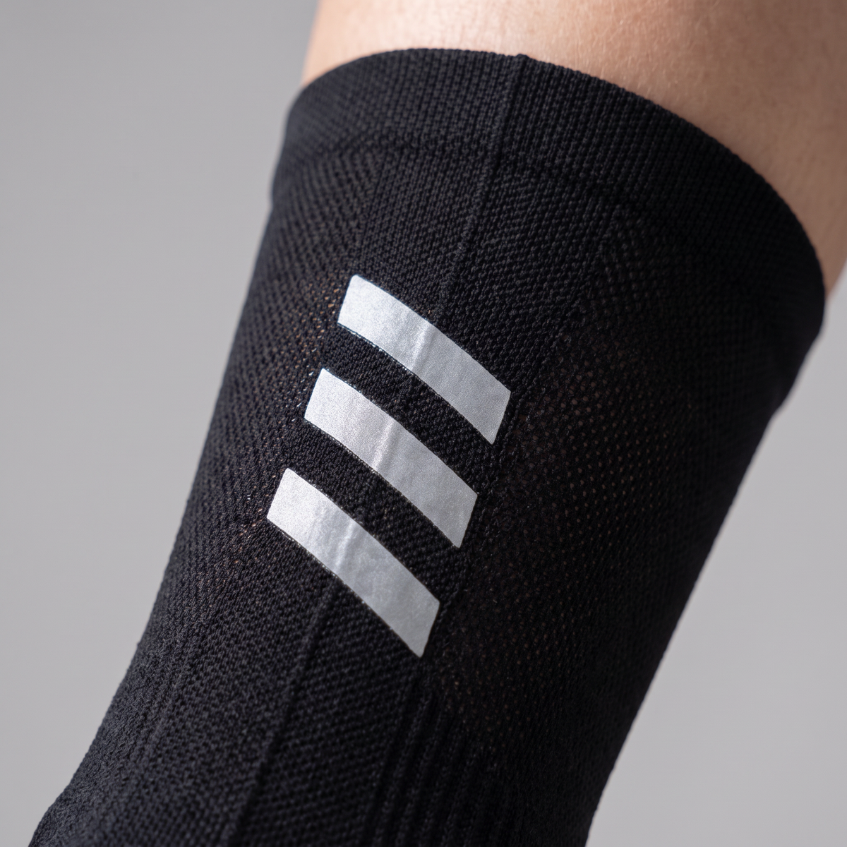 Unisex Cycling Socks Mid Crew with Reflective Bars and Mesh Ventilation