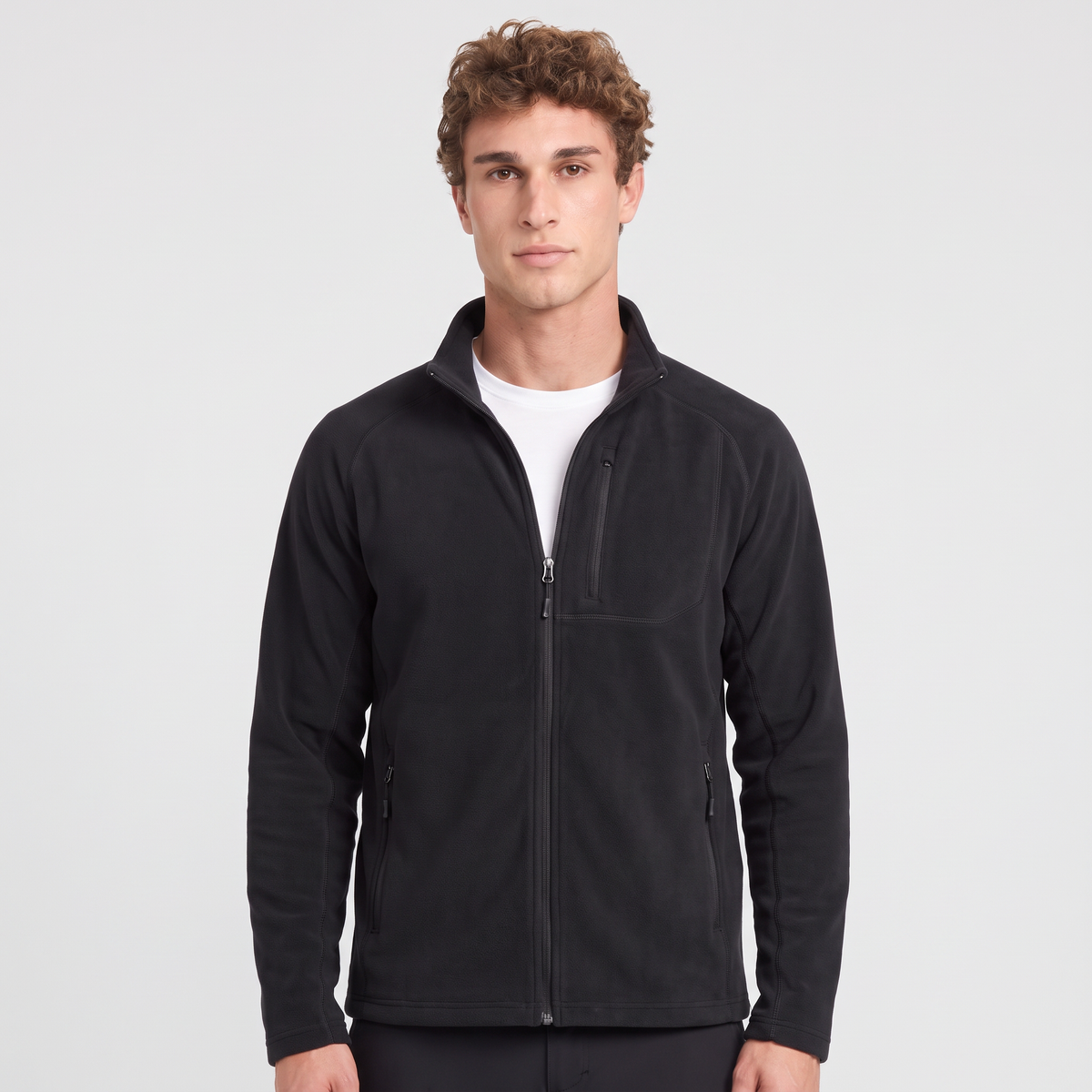 Men's Lightweight Zip Up Fleece Jacket with Chest Pocket