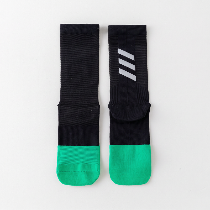 Unisex Cycling Socks Mid Crew with Reflective Bars and Mesh Ventilation