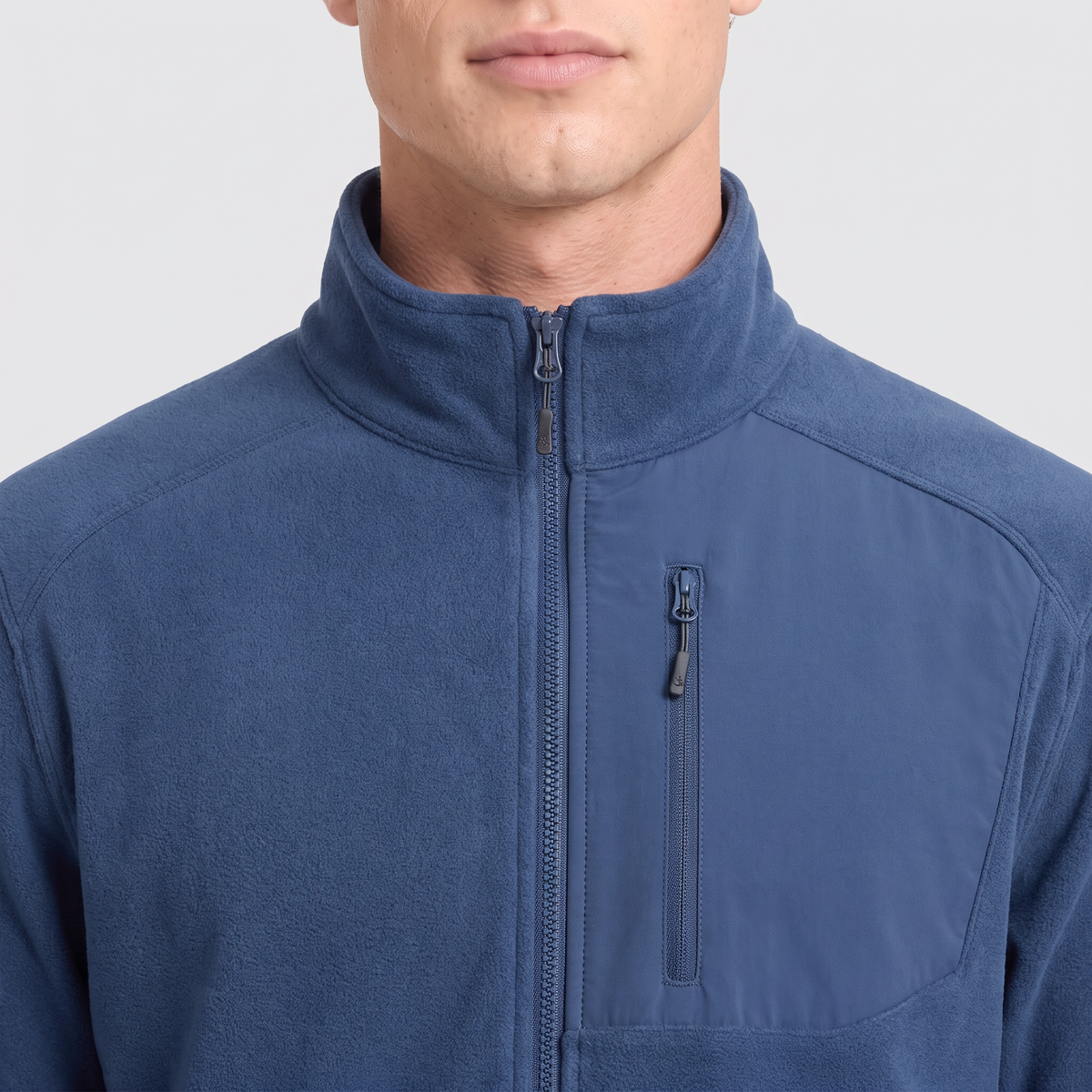Men's Lightweight Zip Up Fleece Jacket with Chest Pocket