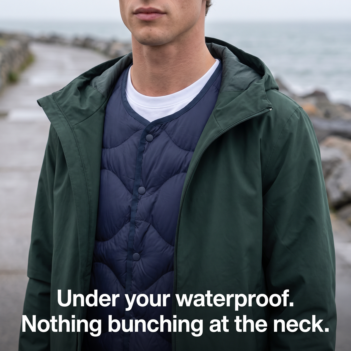 Men's Lightweight Quilted Down Puffer Jacket with Snap Buttons