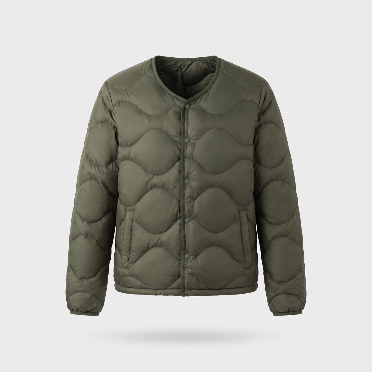 Men's Lightweight Quilted Down Puffer Jacket with Snap Buttons