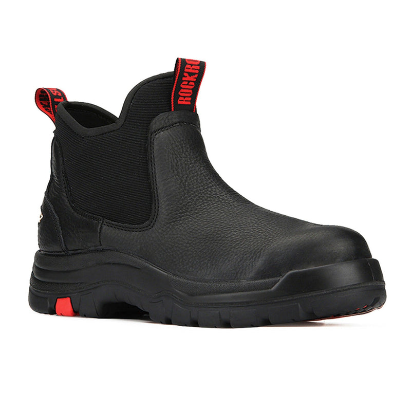 Men's Waterproof Leather Work Boots with Steel Toe and Pull On Design