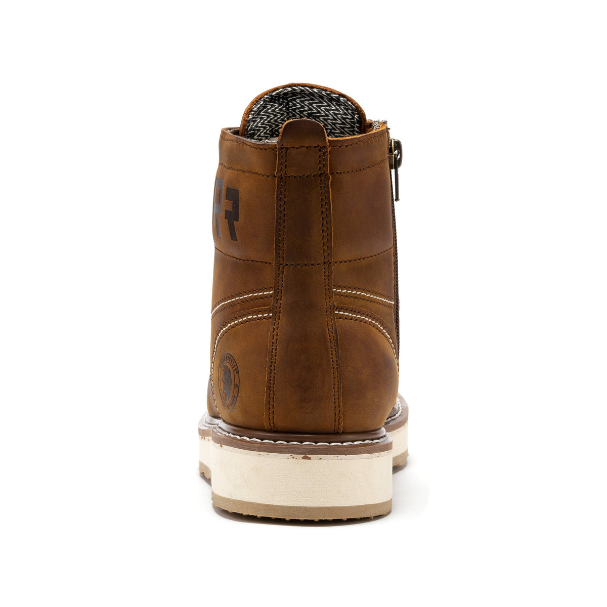 Men's Soft Toe Leather Work Boots with Side Zip and Wedge Sole