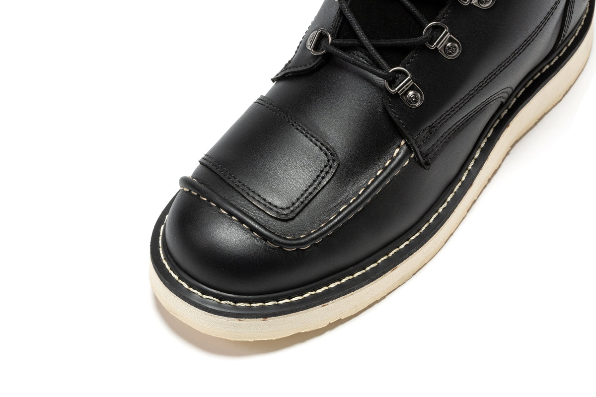 Men's Soft Toe Leather Work Boots with Side Zip and Wedge Sole