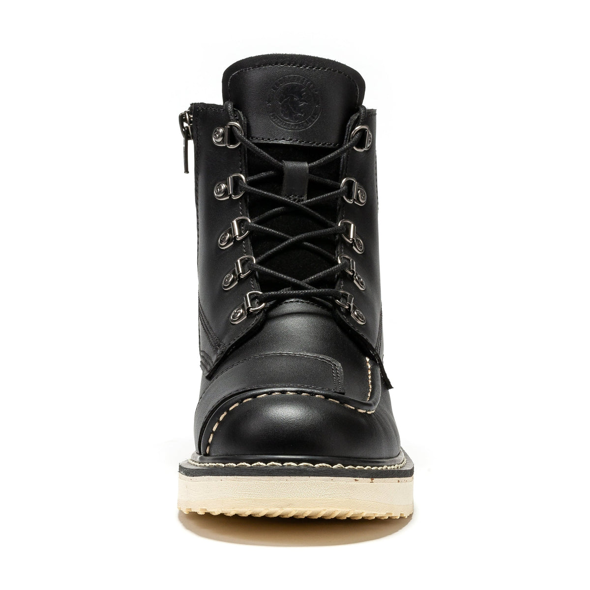 Men's Soft Toe Leather Work Boots with Side Zip and Wedge Sole