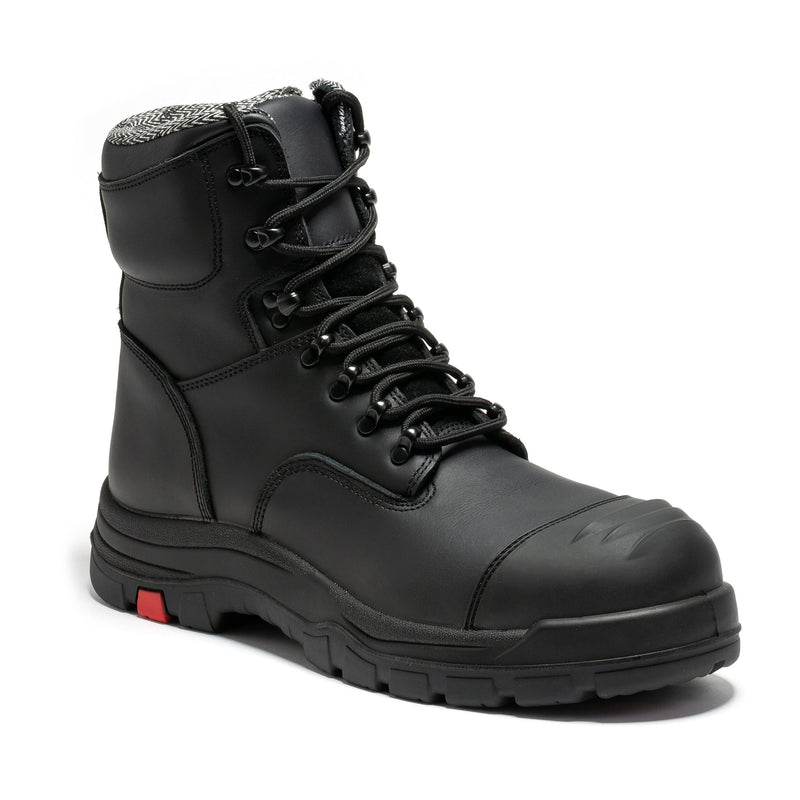 Men's Composite Toe Leather Work Boots with Side Zipper and Padded Collar