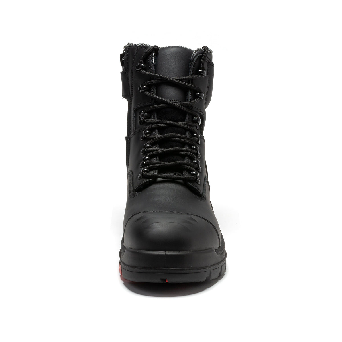 Men's Composite Toe Leather Work Boots with Side Zipper and Padded Collar