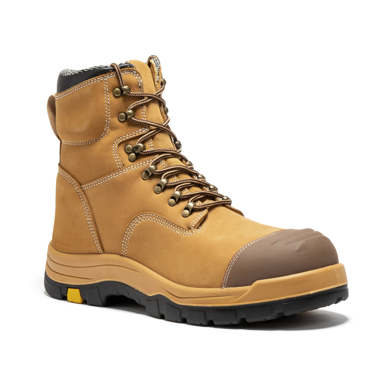 Men's Composite Toe Leather Work Boots with Side Zipper and Padded Collar