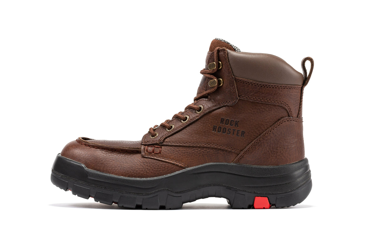 Men's Waterproof Leather Work Boots with Safety Toe and Slip Resistant Sole