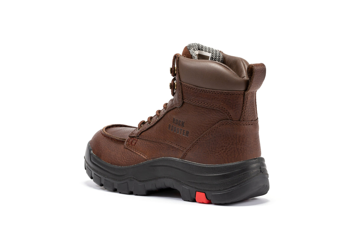 Men's Waterproof Leather Work Boots with Safety Toe and Slip Resistant Sole