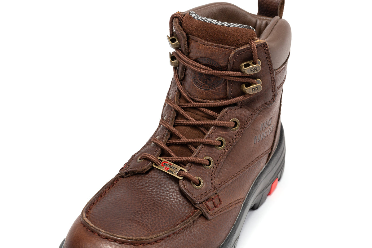 Men's Waterproof Leather Work Boots with Safety Toe and Slip Resistant Sole