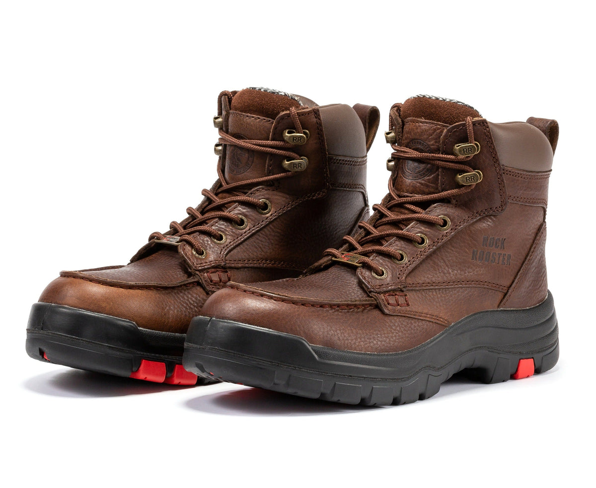 Men's Waterproof Leather Work Boots with Safety Toe and Slip Resistant Sole