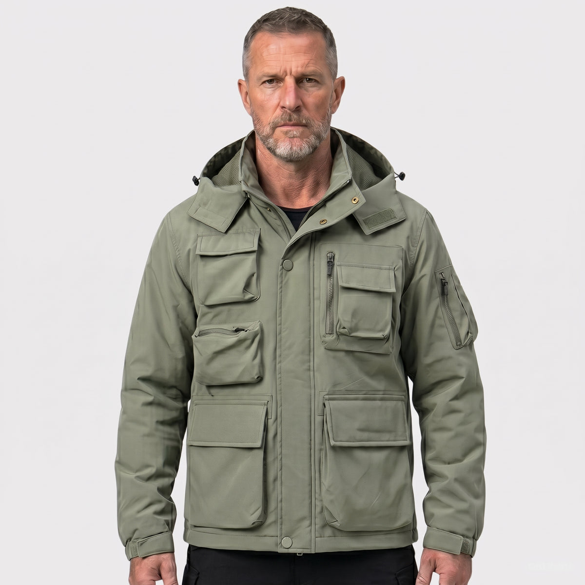 Men's Multi Pocket Hooded Hardshell Jacket