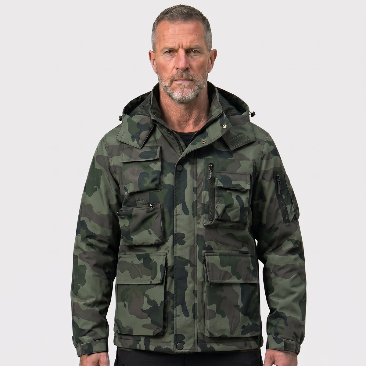 Men's Multi Pocket Hooded Hardshell Jacket