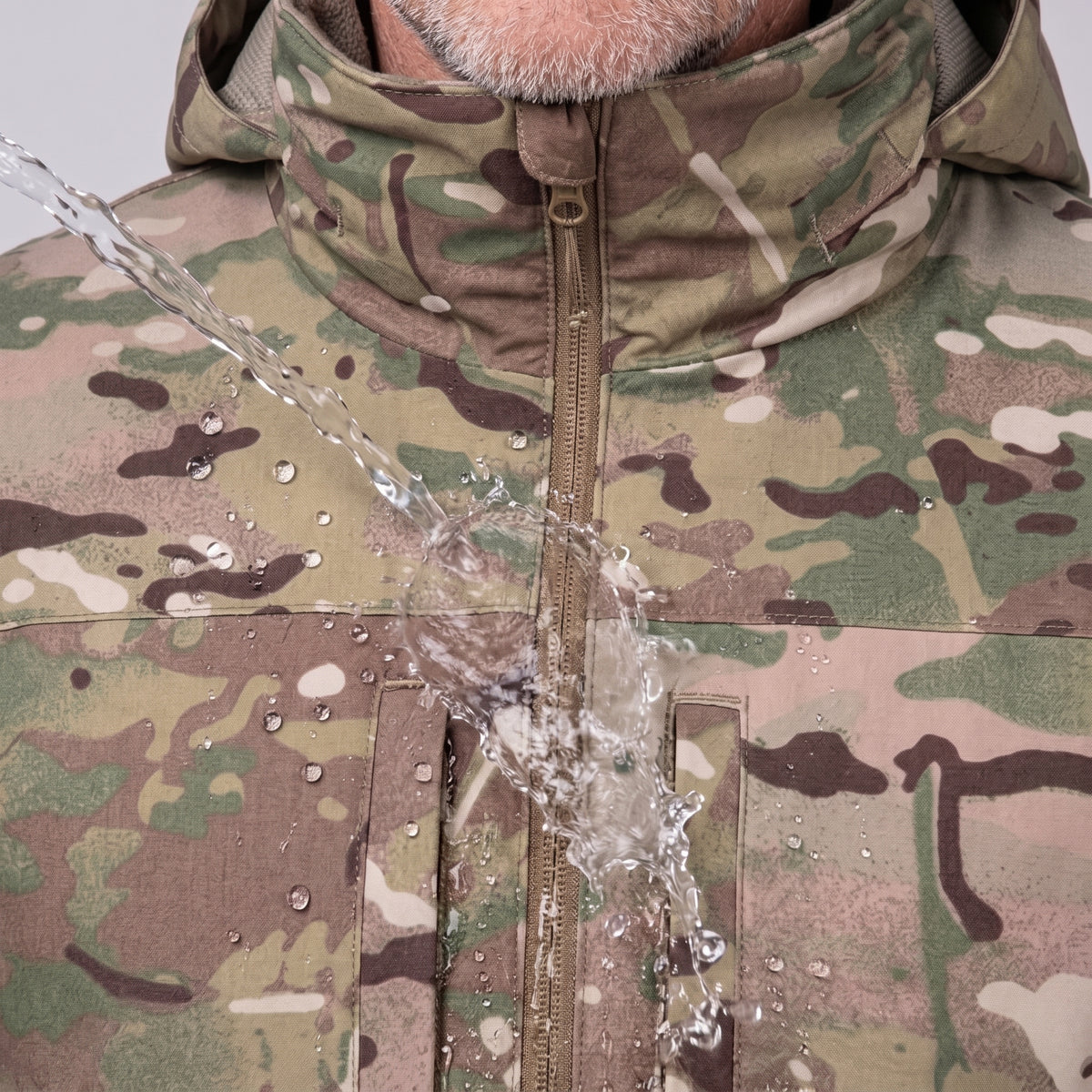 Men's Camo Tactical Hooded Hardshell Jacket with Flap Pockets