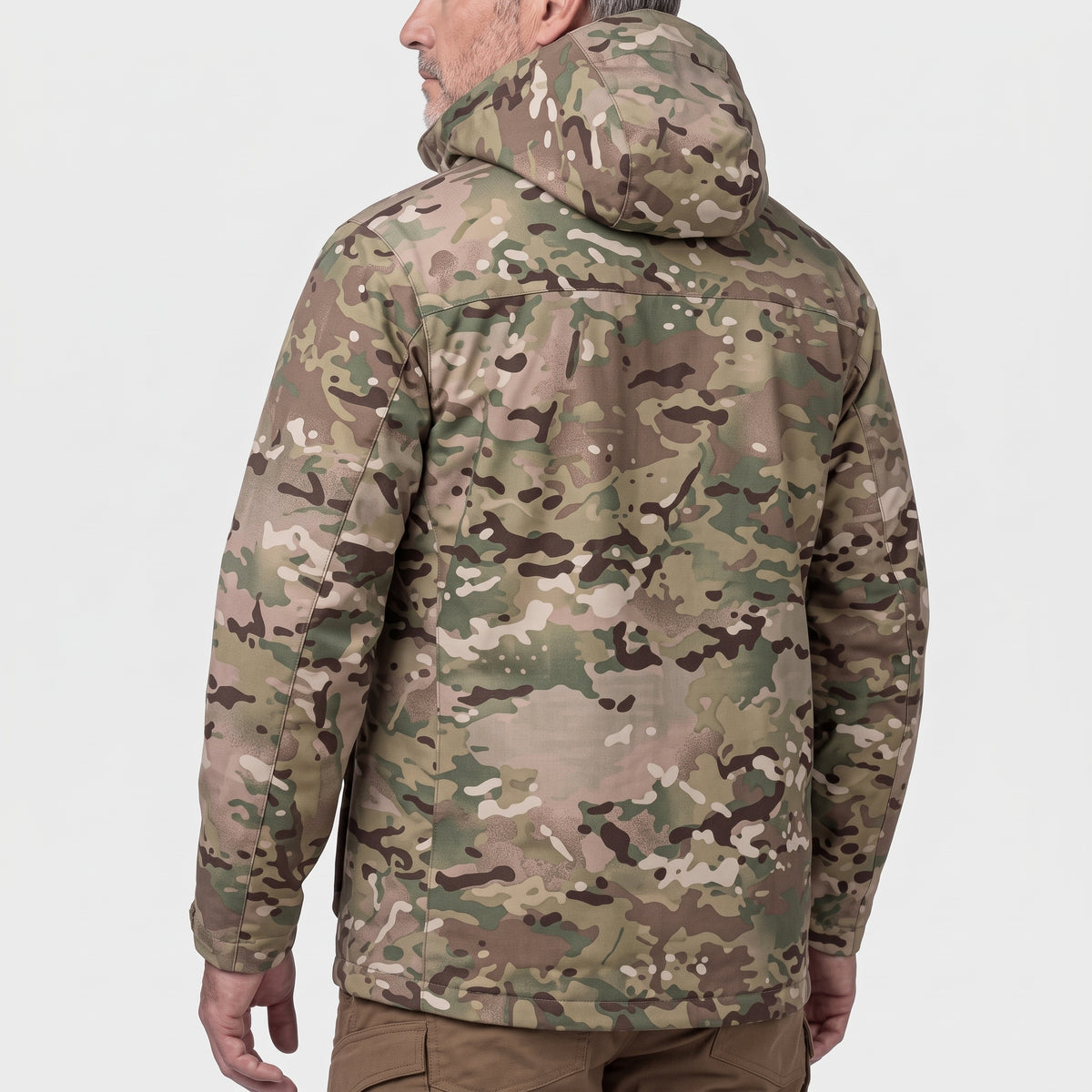 Men's Camo Tactical Hooded Hardshell Jacket with Flap Pockets