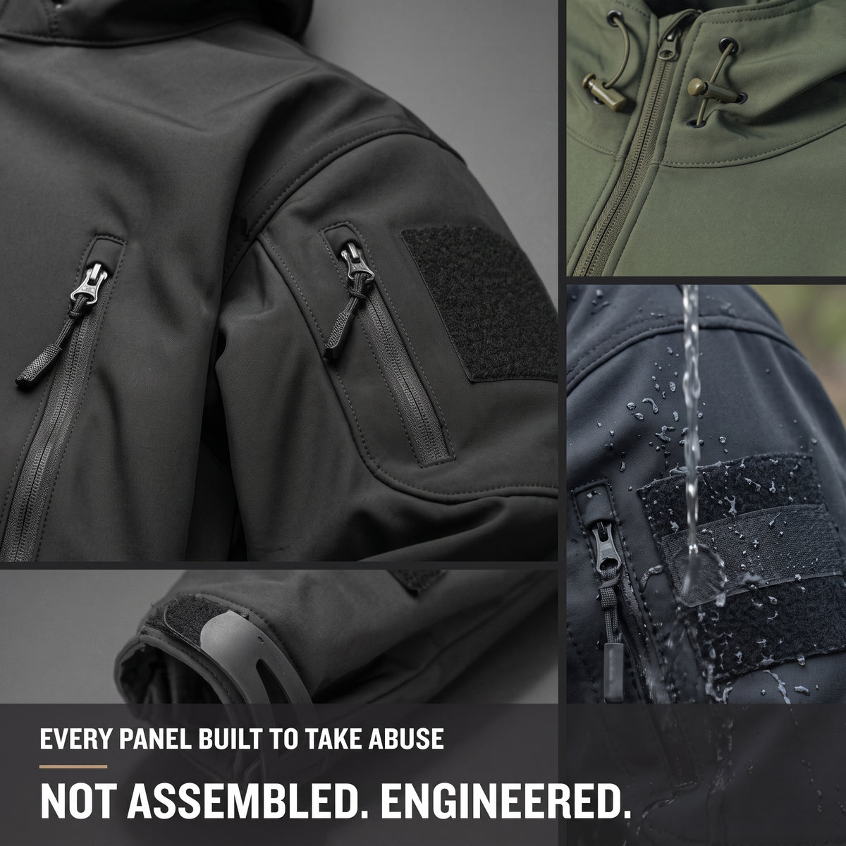 Men's Waterproof Fleece Lined Softshell Jacket with Hood