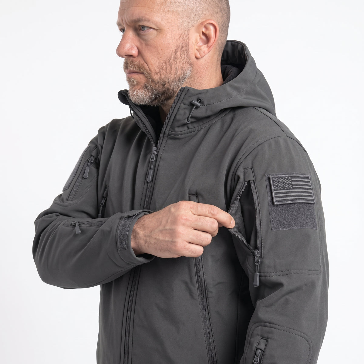 Men's Waterproof Fleece Lined Softshell Jacket with Hood