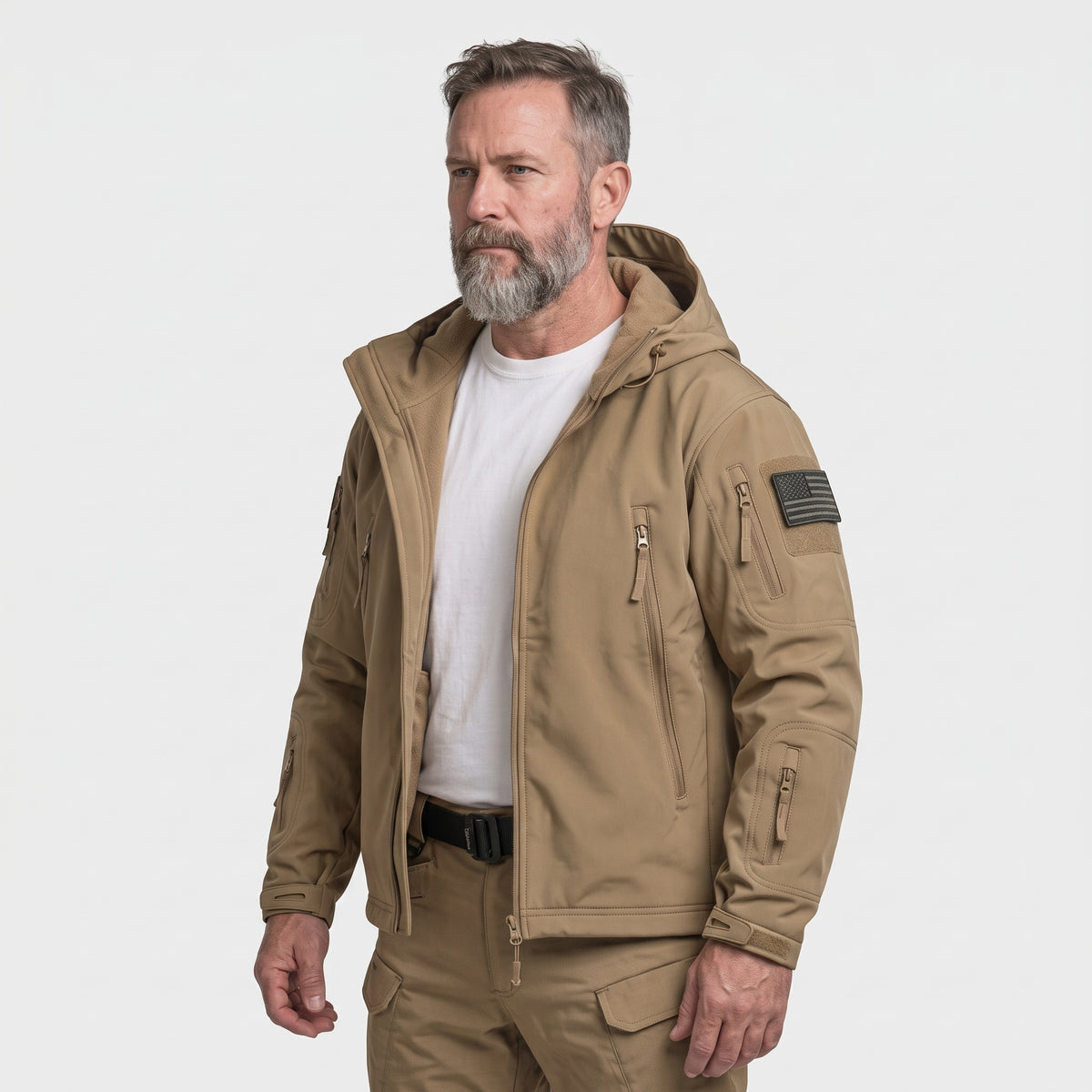 Men's Waterproof Fleece Lined Softshell Jacket with Hood