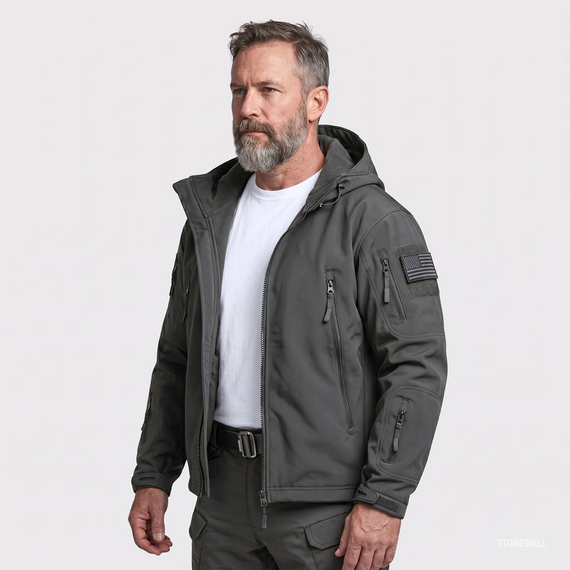 Men's Waterproof Fleece Lined Softshell Jacket with Hood