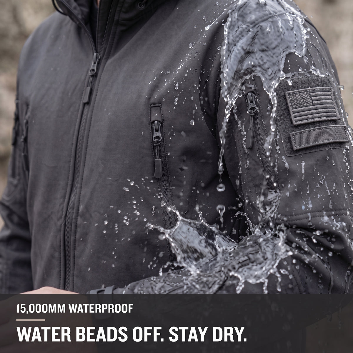 Men's Waterproof Fleece Lined Softshell Jacket with Hood