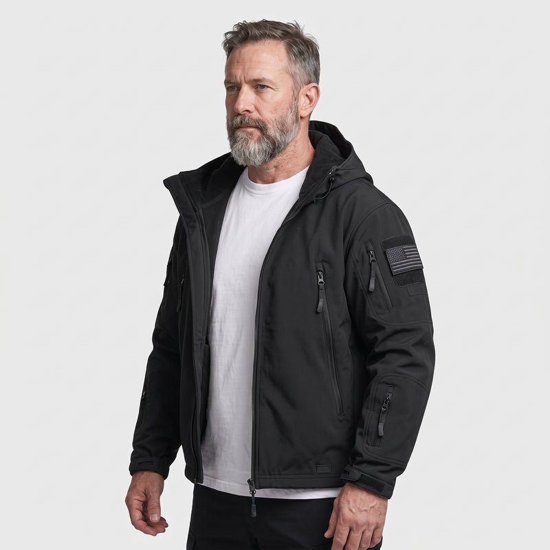 Men's Waterproof Fleece Lined Softshell Jacket with Hood