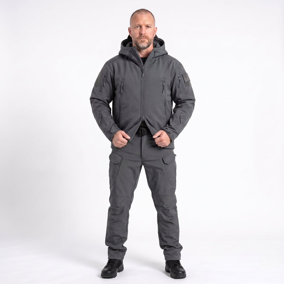 Men's Waterproof Fleece Lined Softshell Jacket with Hood