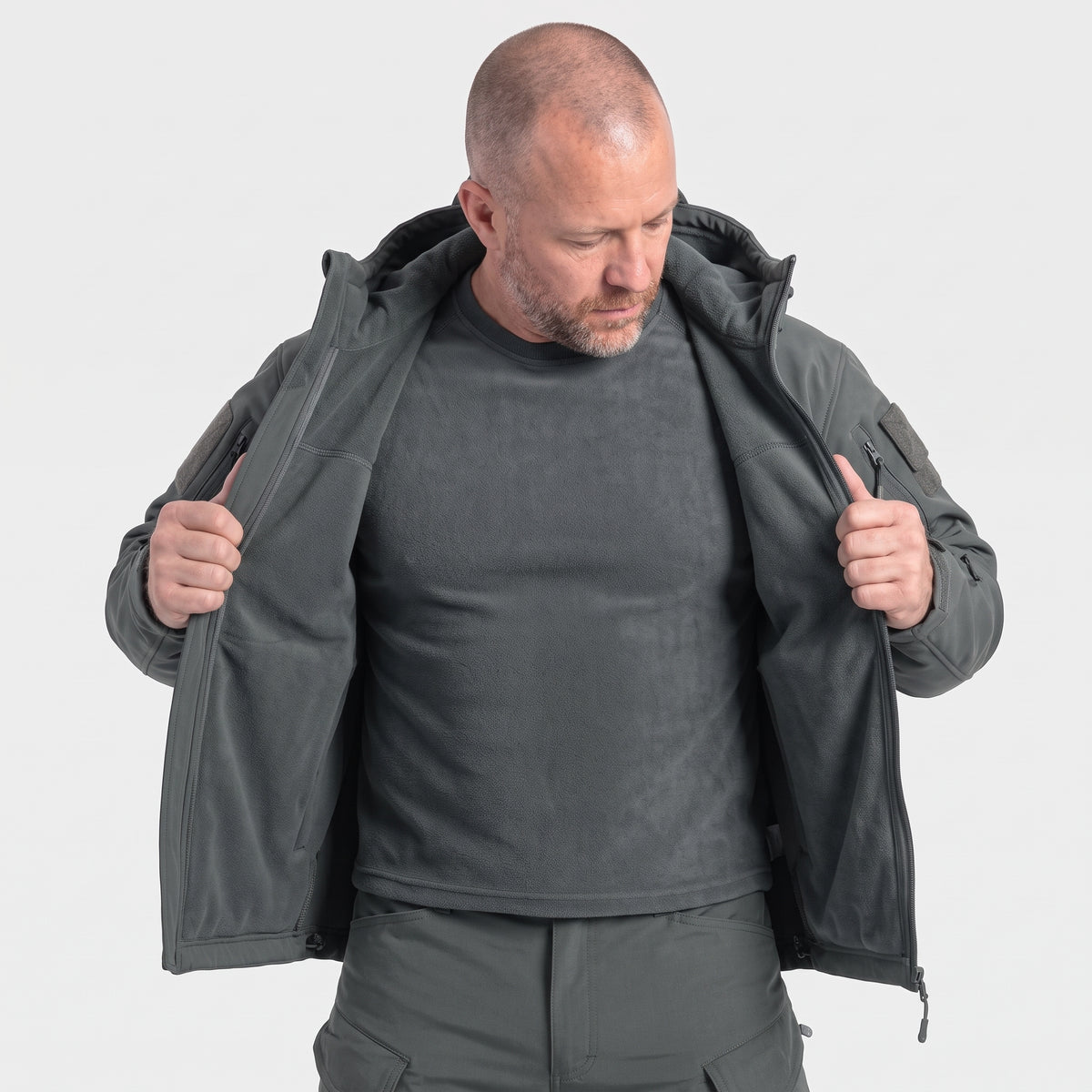 Men's Waterproof Fleece Lined Softshell Jacket with Hood
