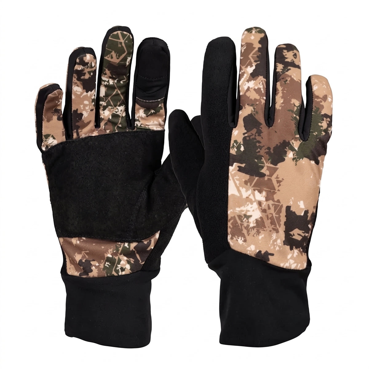 Men's Lightweight Camouflage Hunting Gloves with Touchscreen Fingers and Grip Palm