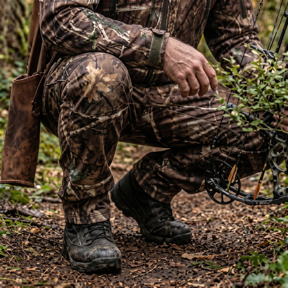 Men’s Camouflage Waterproof Hunting Pants with Fleece Lining