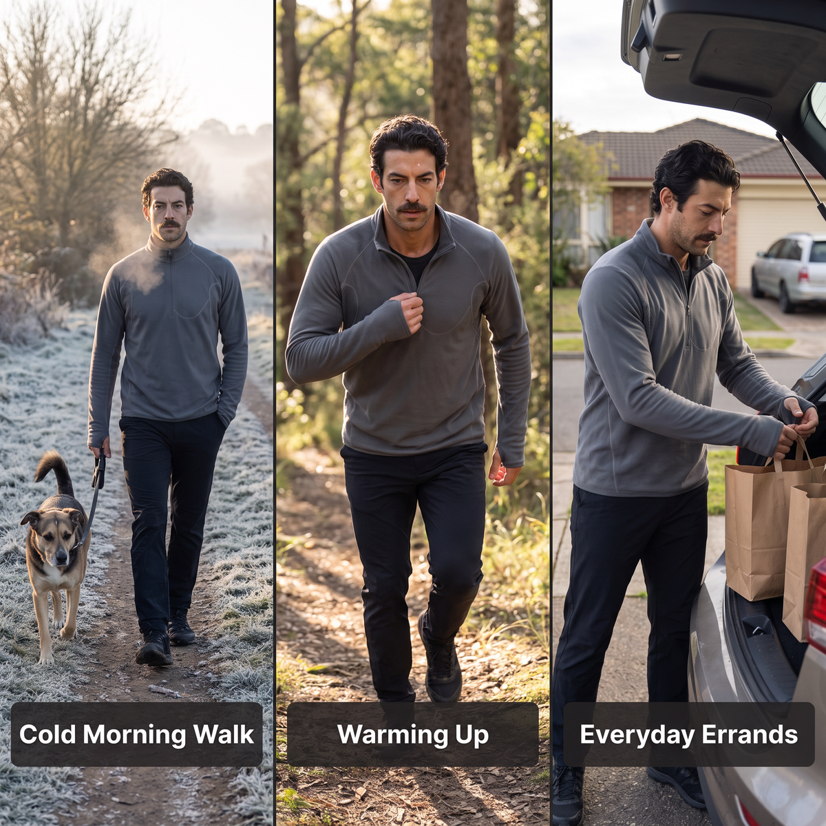 Men's Half Zip Fleece Pullover with Thumbhole Cuffs