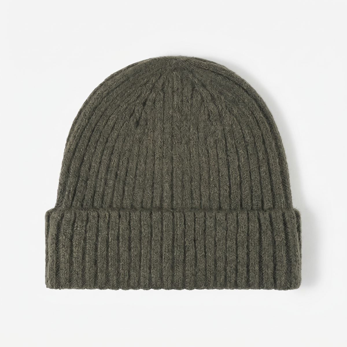 Men's Chunky Ribbed Knit Beanie with Fold Over Cuff