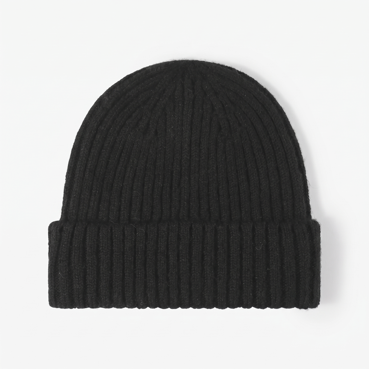 Men's Chunky Ribbed Knit Beanie with Fold Over Cuff