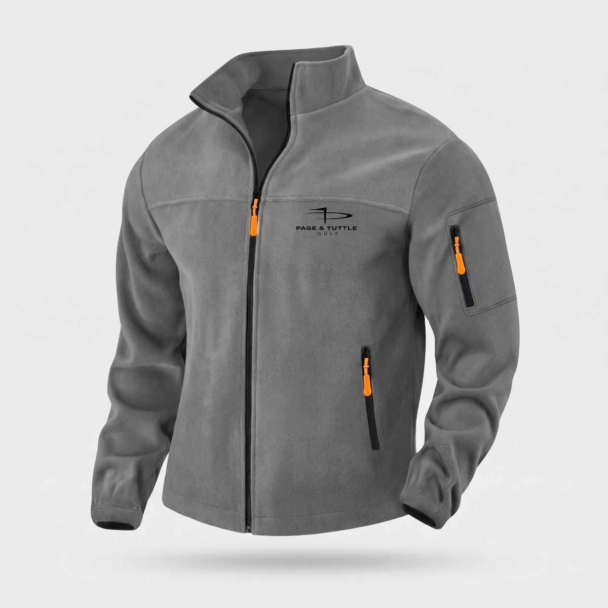 Men's Full Zip Fleece Jacket with Stand Collar and Pockets
