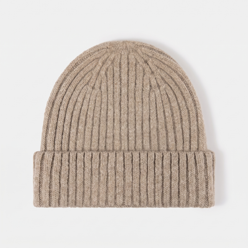 Men's Chunky Ribbed Knit Beanie with Fold Over Cuff