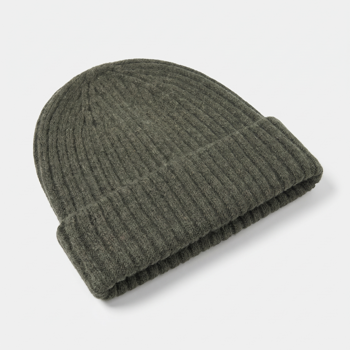 Men's Chunky Ribbed Knit Beanie with Fold Over Cuff