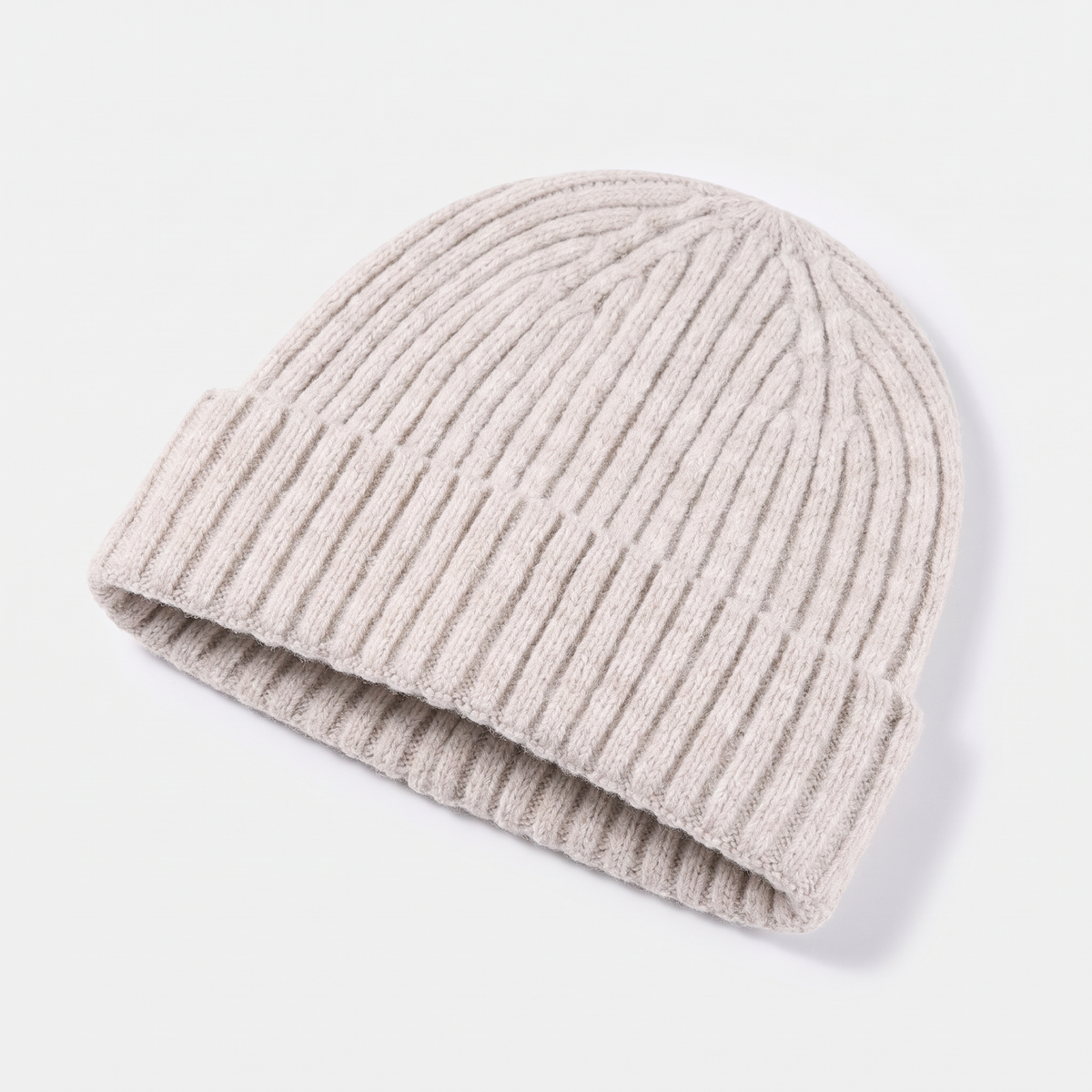 Men's Chunky Ribbed Knit Beanie with Fold Over Cuff