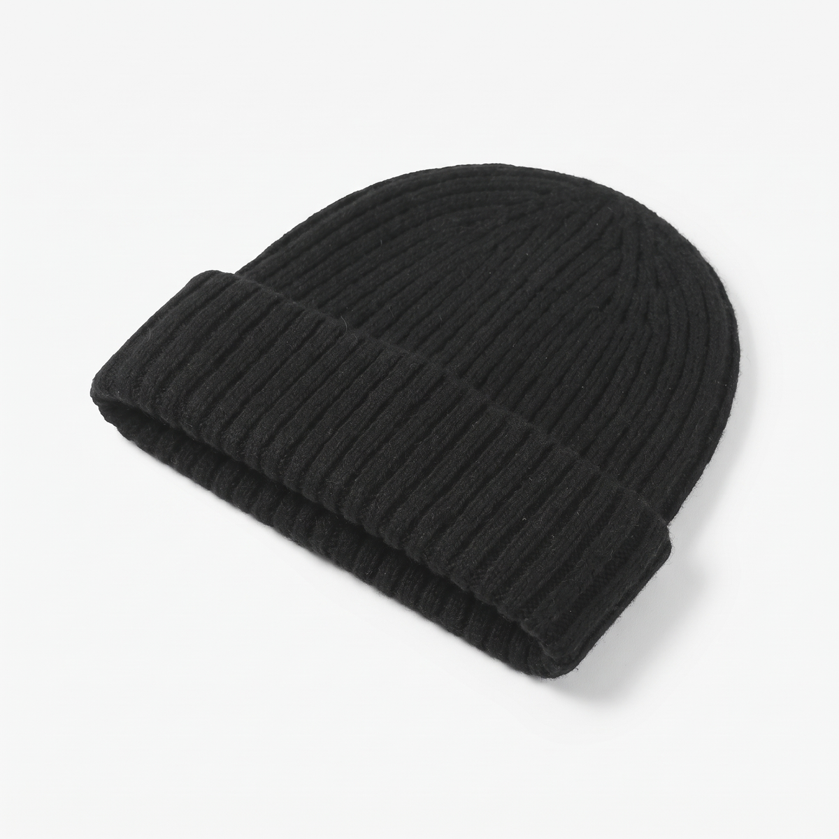Men's Chunky Ribbed Knit Beanie with Fold Over Cuff