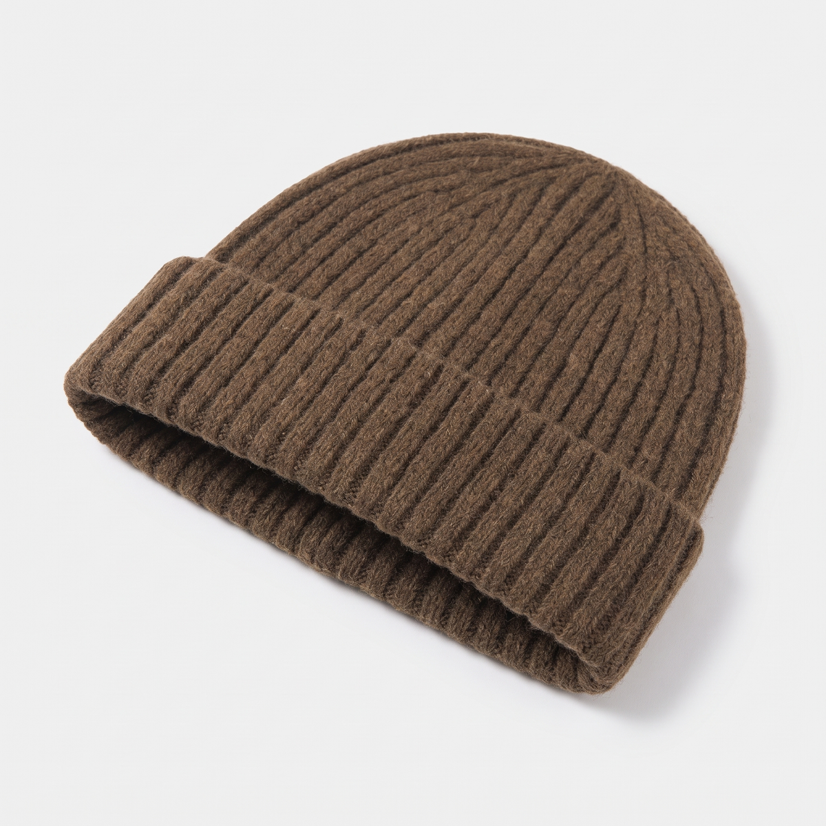 Men's Chunky Ribbed Knit Beanie with Fold Over Cuff