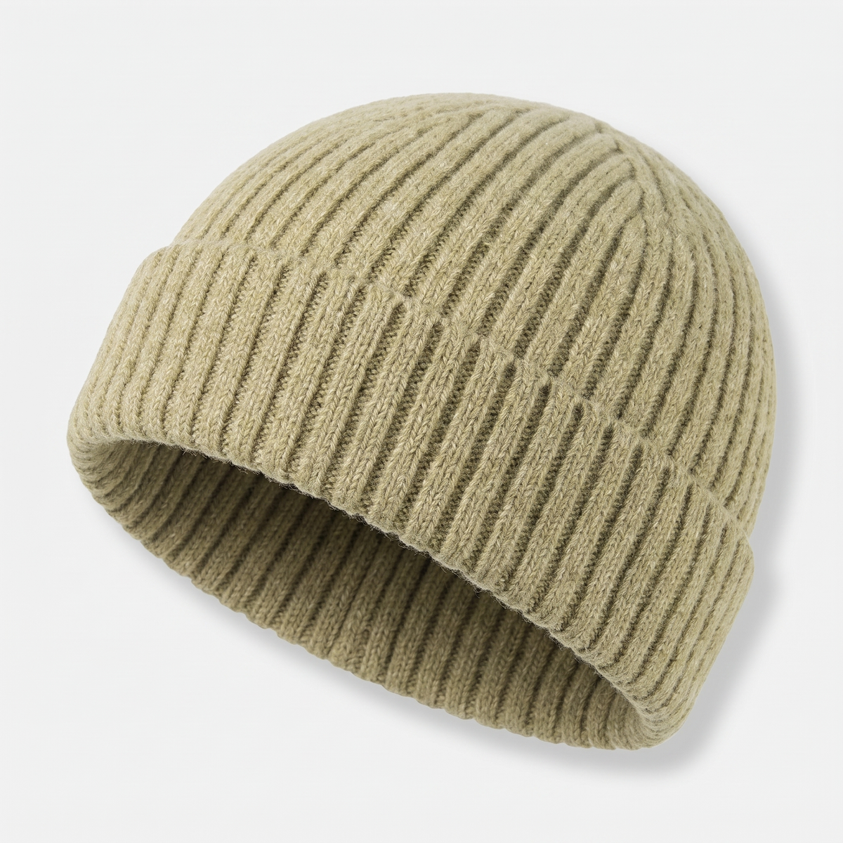 Men's Chunky Ribbed Knit Beanie with Fold Over Cuff