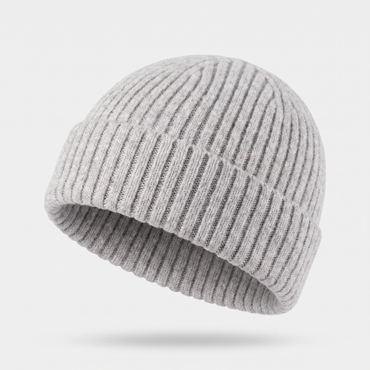Men's Chunky Ribbed Knit Beanie with Fold Over Cuff