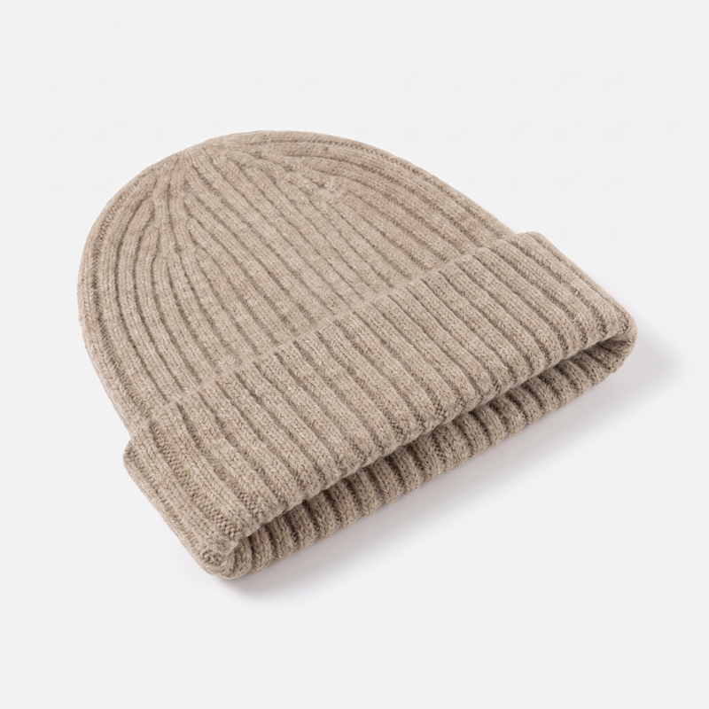 Men's Chunky Ribbed Knit Beanie with Fold Over Cuff